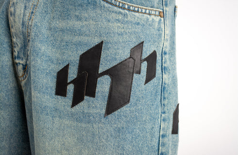 INITIAL BAGGY JORTS - BLUE CREAM